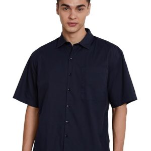 Home symbol men's solid oversized half sleeve casual shirt | plain | 100% cotton